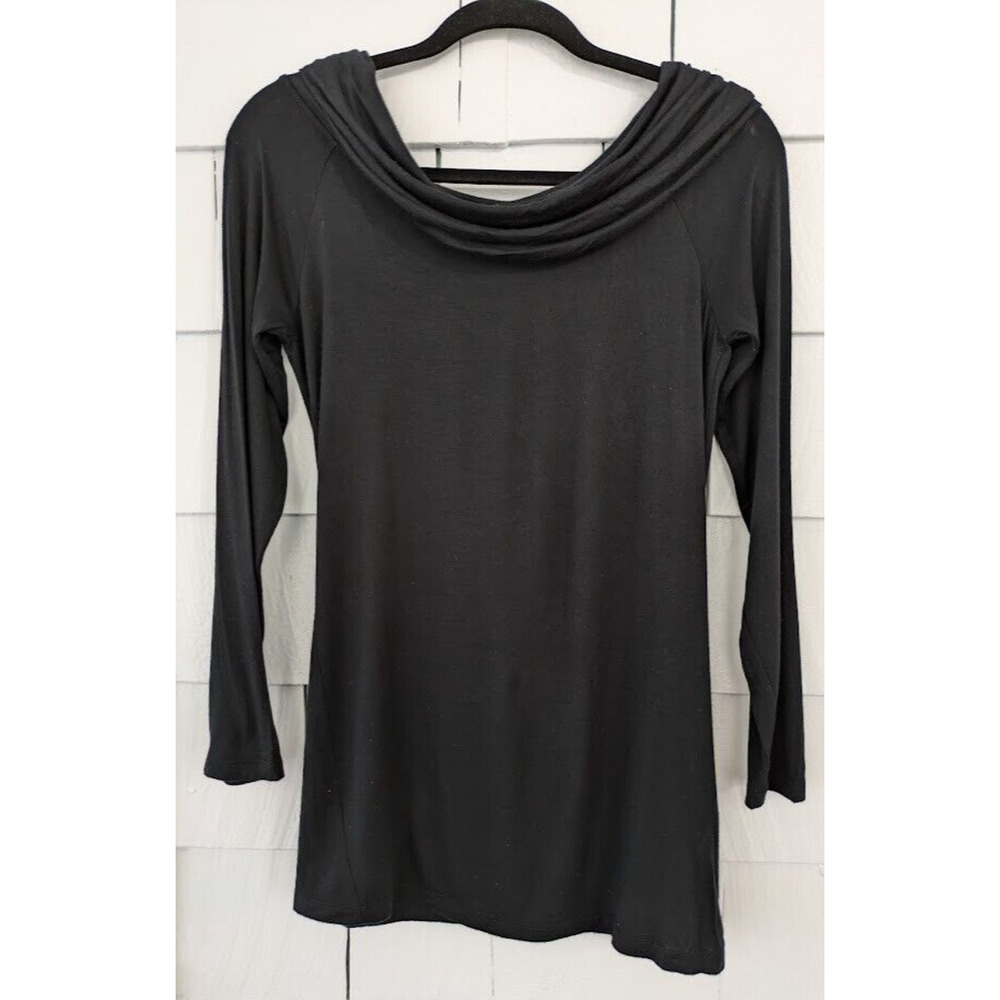 Motherhood Maternity Sz Small Black Cowl Boat Neck Long Sleeve Lightweight Shirt
